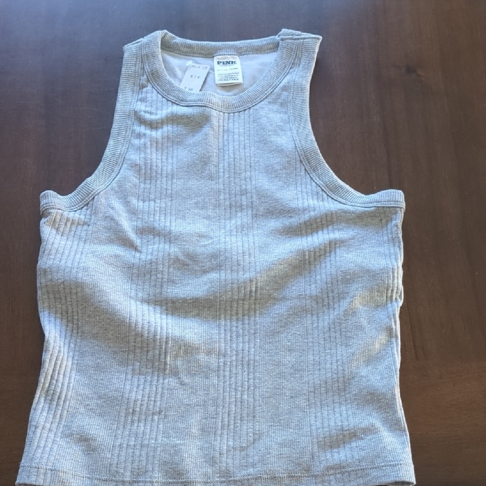 PINK Victoria's Secret Light Gray Ribbed Top
